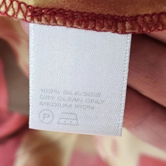 Lafayette 148 New York Size 6 Silk Wrap Blouse Gold Brown Red Luxury Career Top - Picture 10 of 10